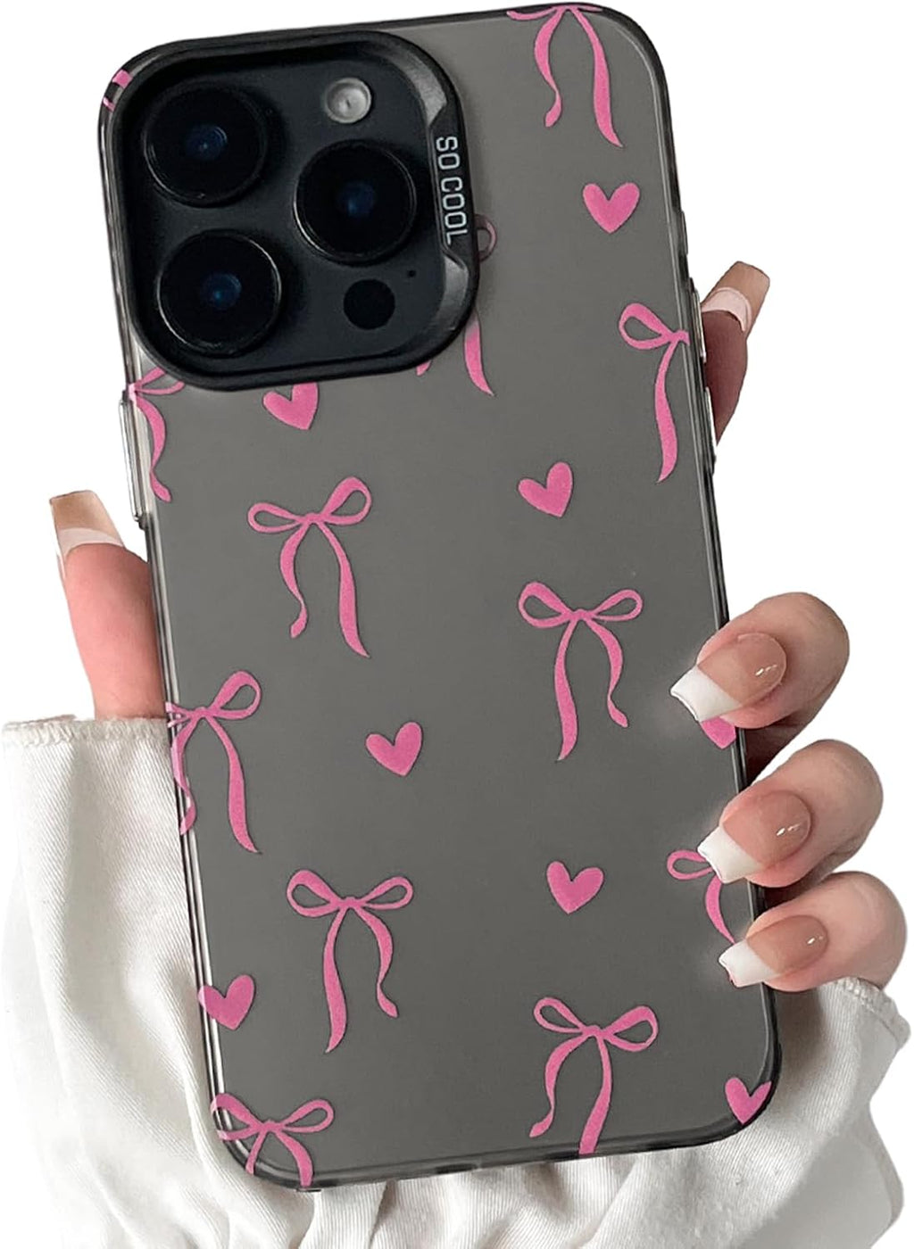 Cute Bow Heart Phone Case for iPhone 12 Pro Max - Soft TPU+PC Shockproof Protective Cover