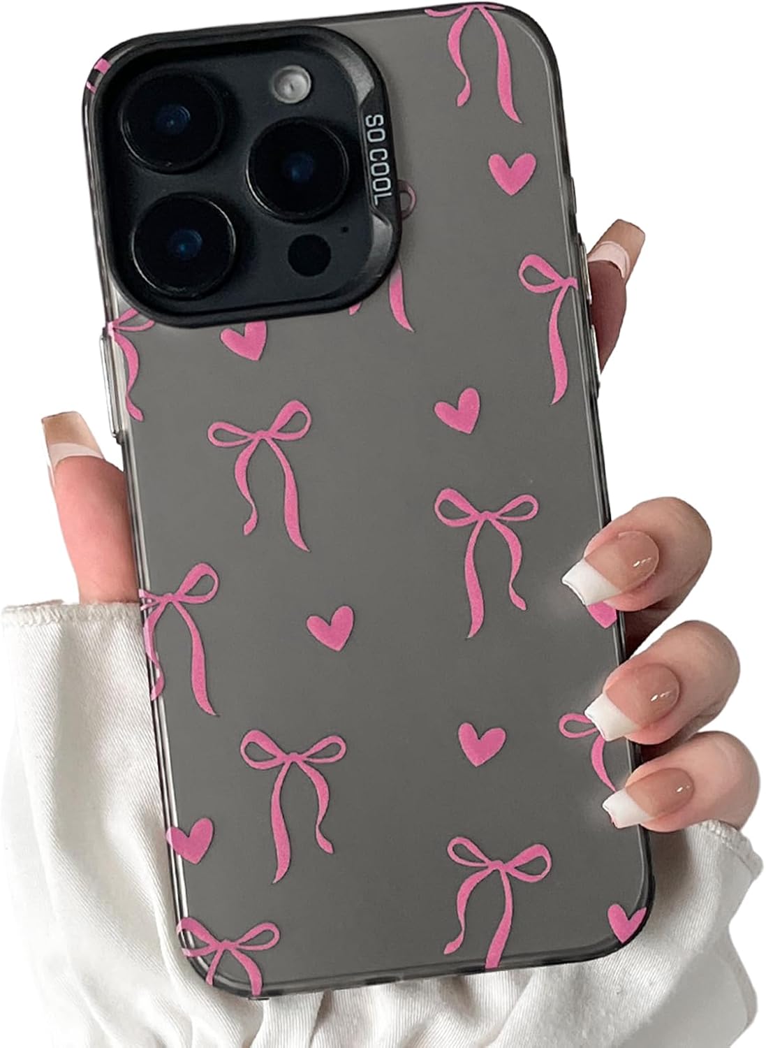 Cute Bow Heart Phone Case for iPhone 12 Pro Max - Soft TPU+PC Shockproof Protective Cover