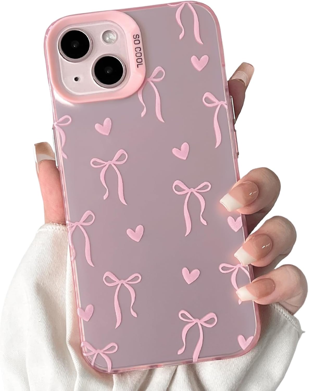Cute Bow Heart Phone Case for iPhone 12 Pro Max - Soft TPU+PC Shockproof Protective Cover