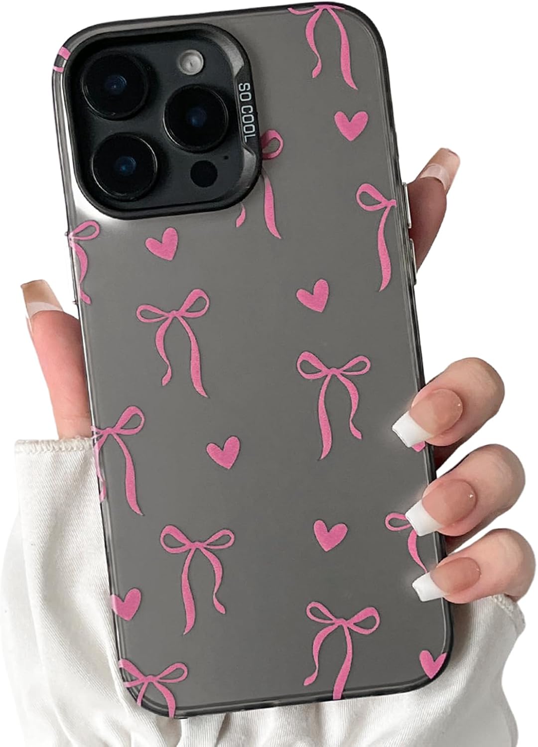 Cute Bow Heart Phone Case for iPhone 12 Pro Max - Soft TPU+PC Shockproof Protective Cover