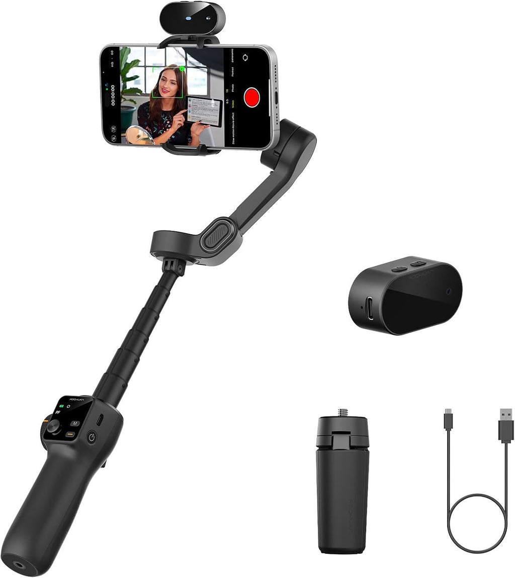 3-Axis Smartphone Gimbal with Built-in 7.8' Extension Rod, AI Tracking & OLED Display