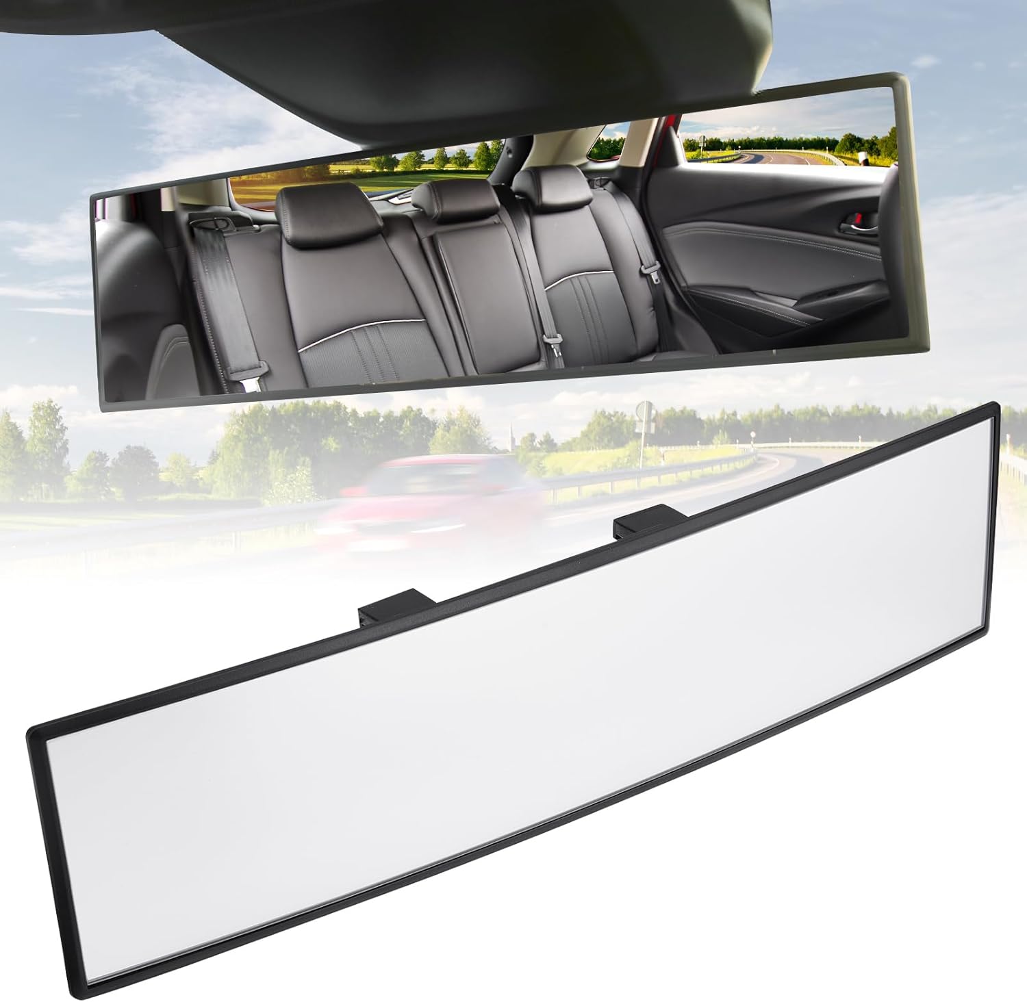 11.81 Inch Panoramic Convex Interior Clip-on Wide Angle Mirror for Car SUV Trucks