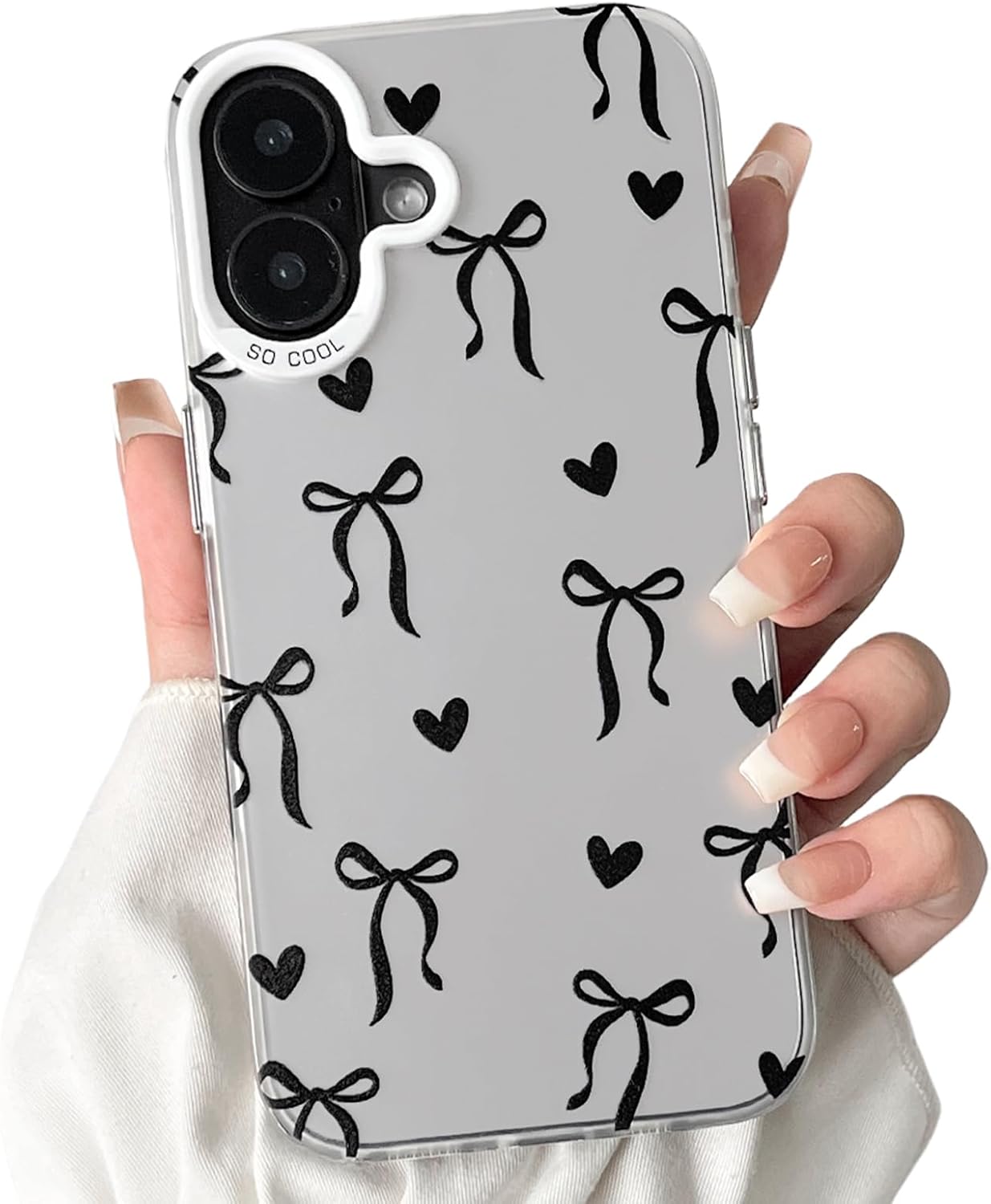 Cute Bow Heart Phone Case for iPhone 12 Pro Max - Soft TPU+PC Shockproof Protective Cover