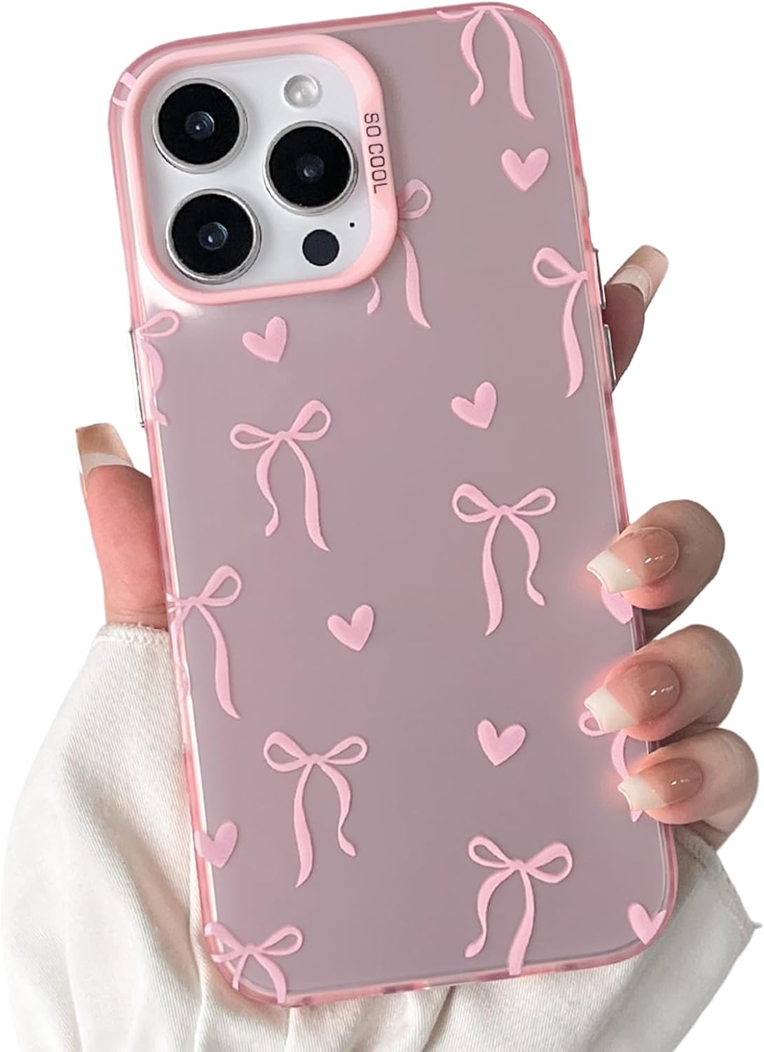 Cute Bow Heart Phone Case for iPhone 12 Pro Max - Soft TPU+PC Shockproof Protective Cover