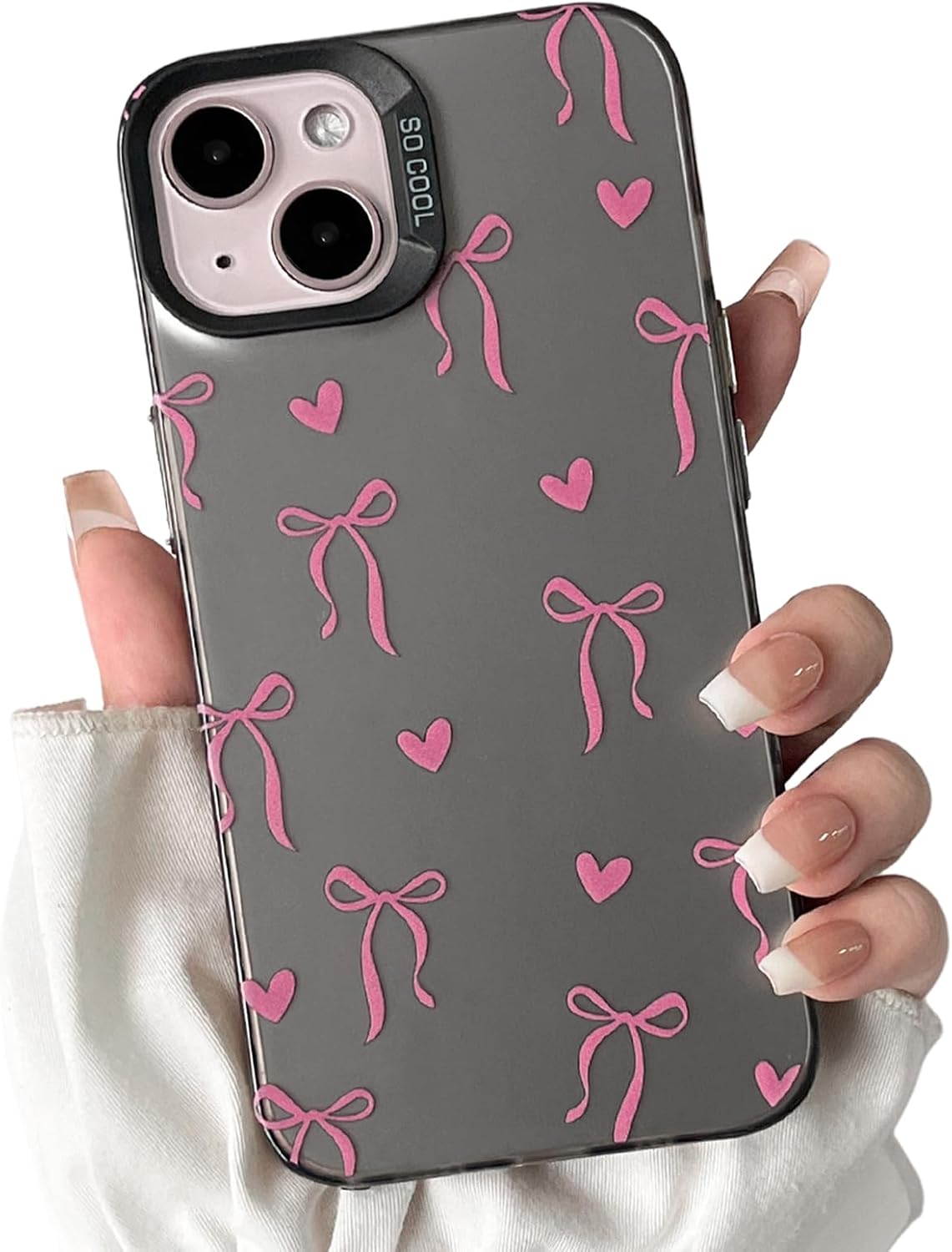 Cute Bow Heart Phone Case for iPhone 12 Pro Max - Soft TPU+PC Shockproof Protective Cover