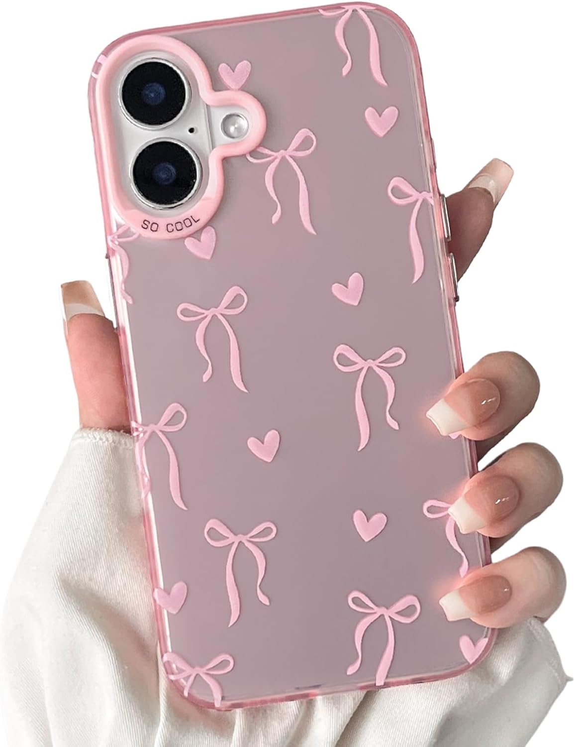 Cute Bow Heart Phone Case for iPhone 12 Pro Max - Soft TPU+PC Shockproof Protective Cover