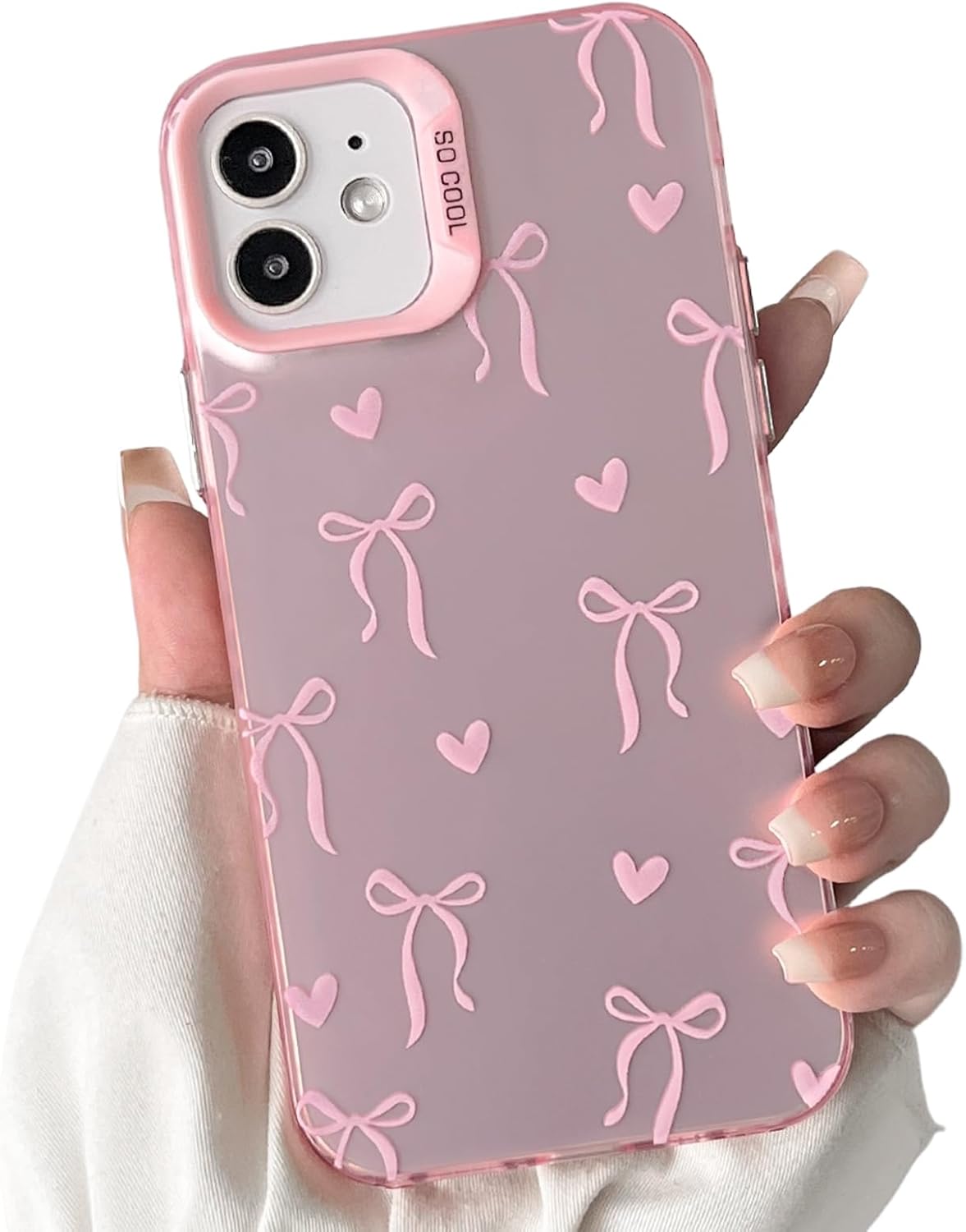 Cute Bow Heart Phone Case for iPhone 12 Pro Max - Soft TPU+PC Shockproof Protective Cover