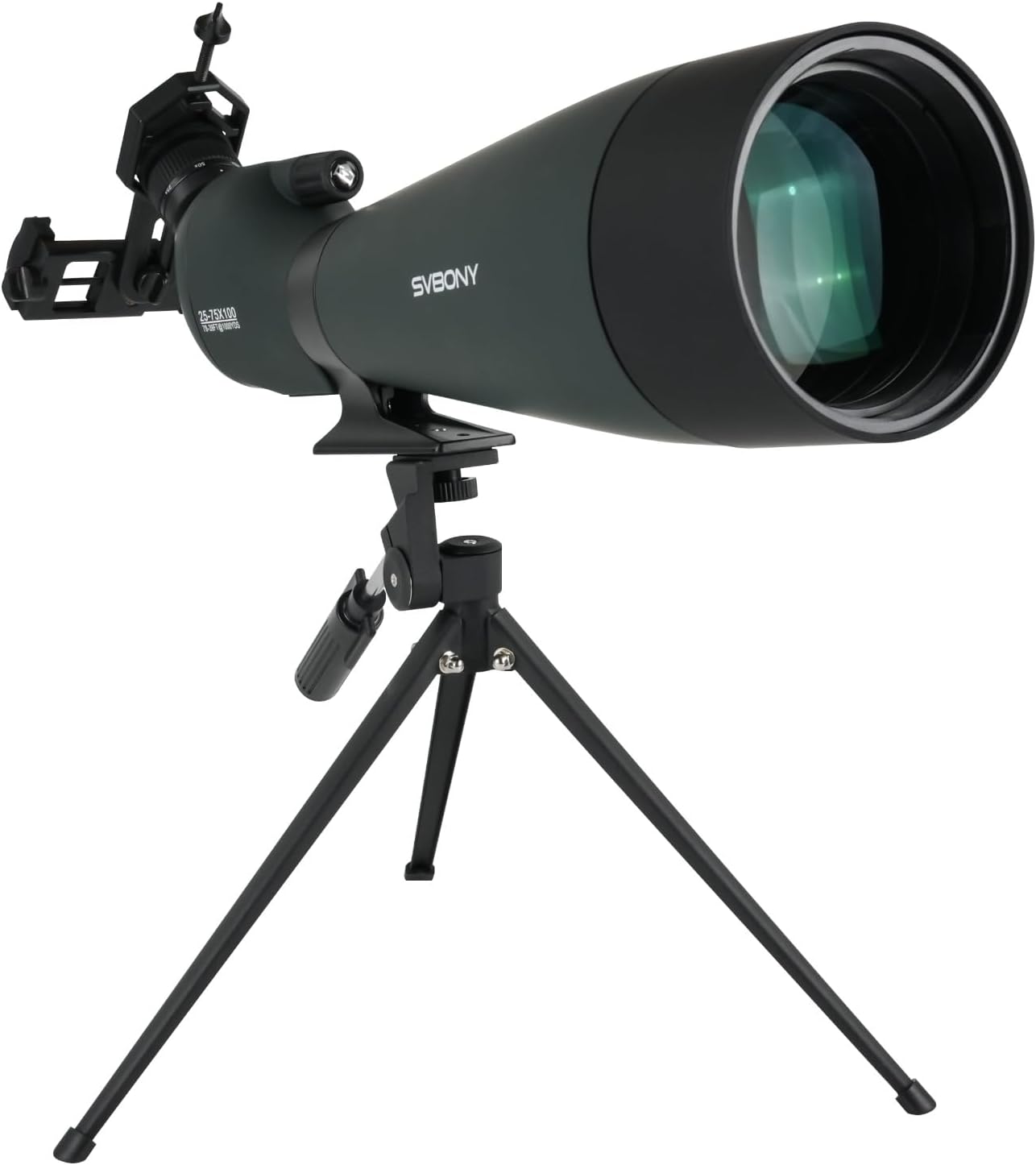 25-75x70mm Angled Spotting Scope with Tripod & Phone Adapter, Waterproof for Bird Watching