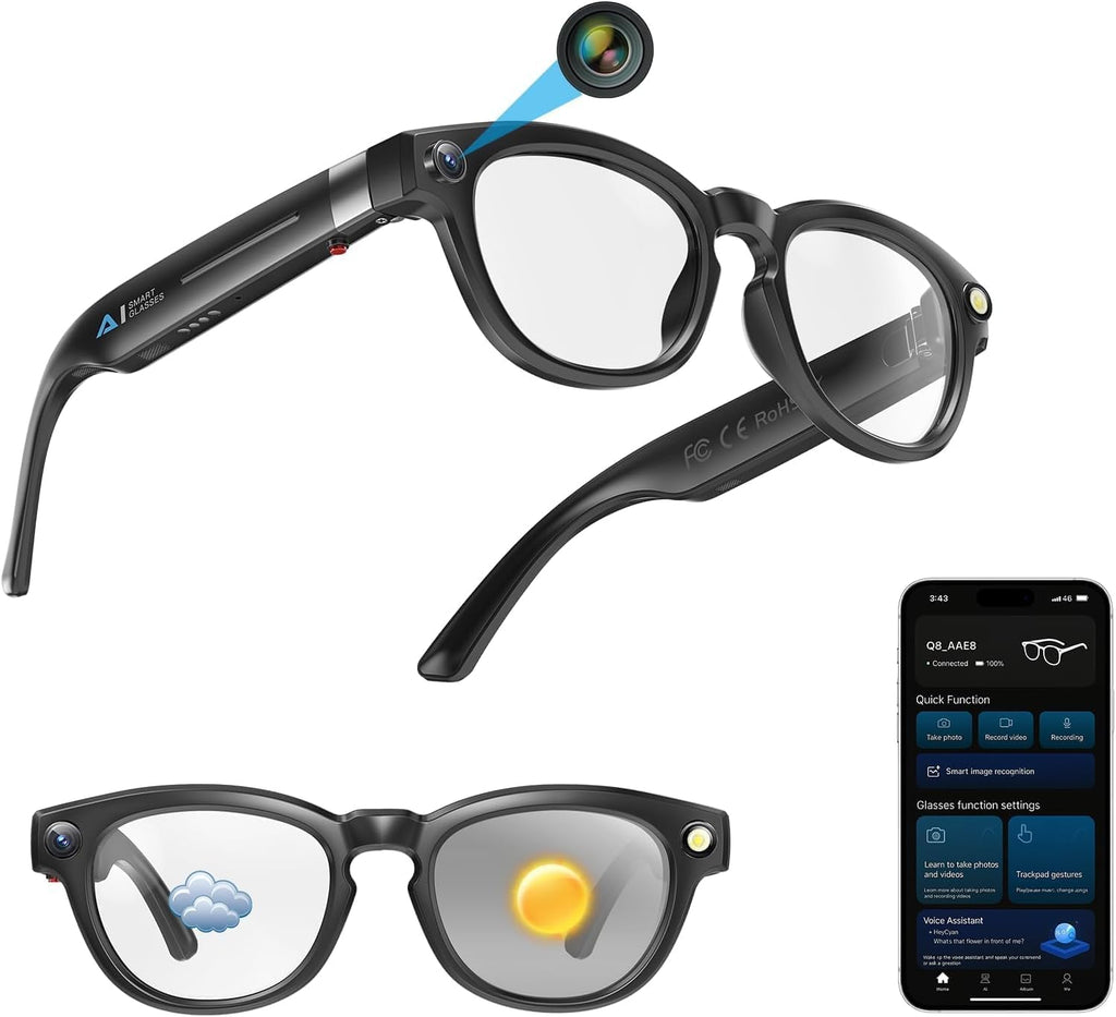 AI Smart Glasses with 8MP Camera, Real-Time Translation & Photochromic Lenses
