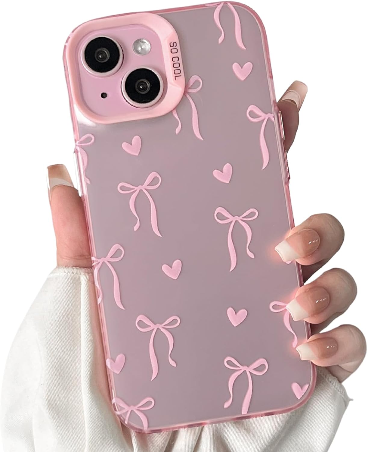 Cute Bow Heart Phone Case for iPhone 12 Pro Max - Soft TPU+PC Shockproof Protective Cover