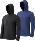 2-Pack Men's Athletic Hooded Shirts - Dry Fit Long Sleeve for Gym & Outdoor Activities