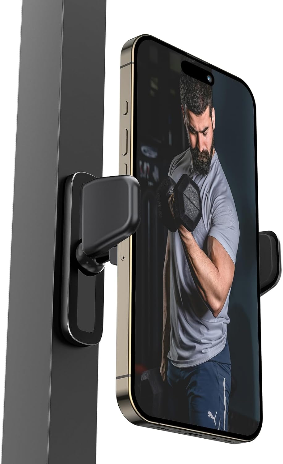 Magnetic Phone Holder for Gym Equipment, 360 Adjustable, Universal 4.7-6.5" Smartphones