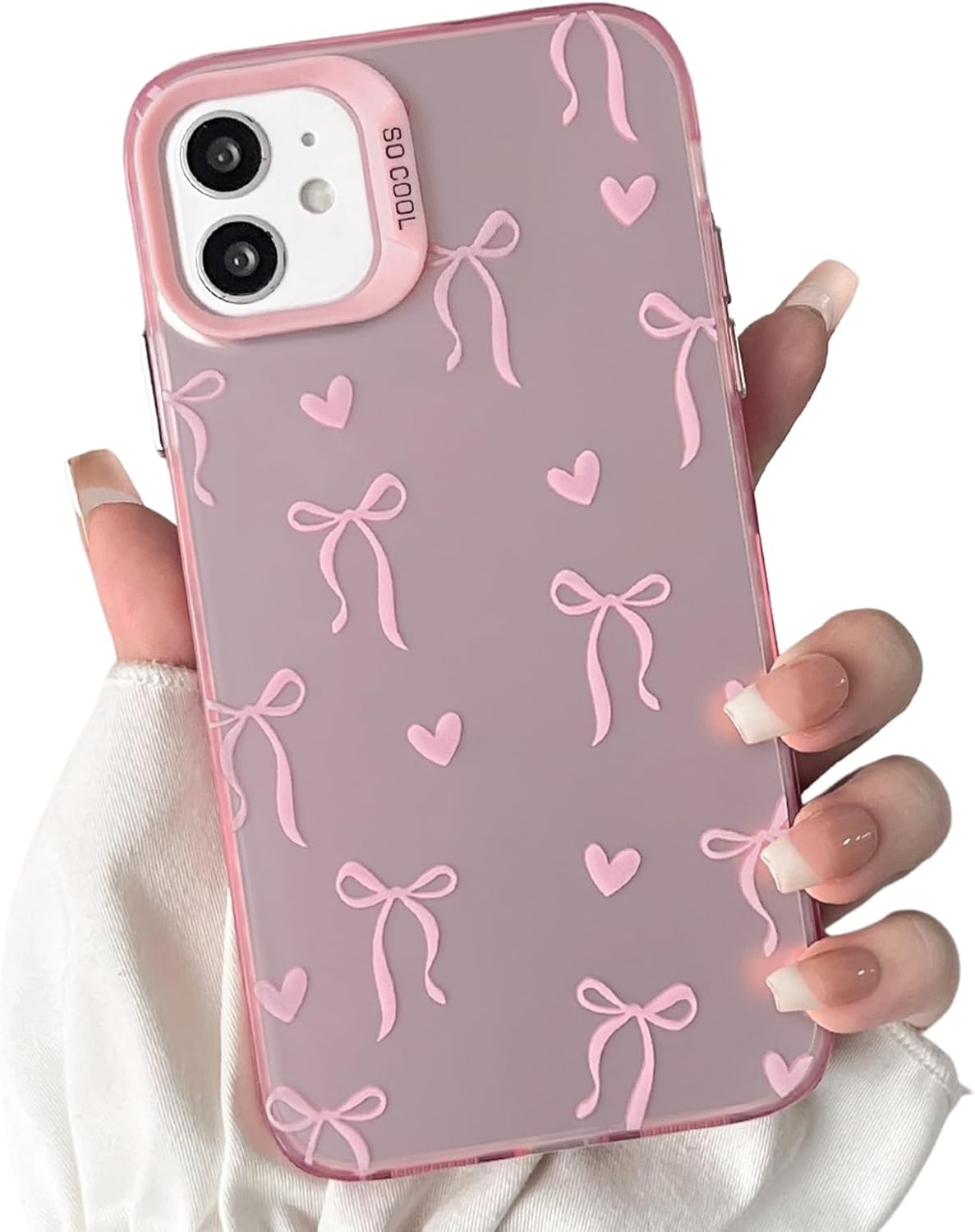 Cute Bow Heart Phone Case for iPhone 12 Pro Max - Soft TPU+PC Shockproof Protective Cover