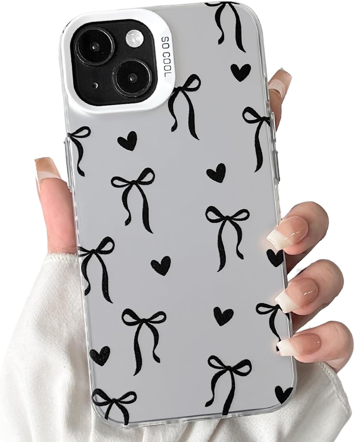 Cute Bow Heart Phone Case for iPhone 12 Pro Max - Soft TPU+PC Shockproof Protective Cover