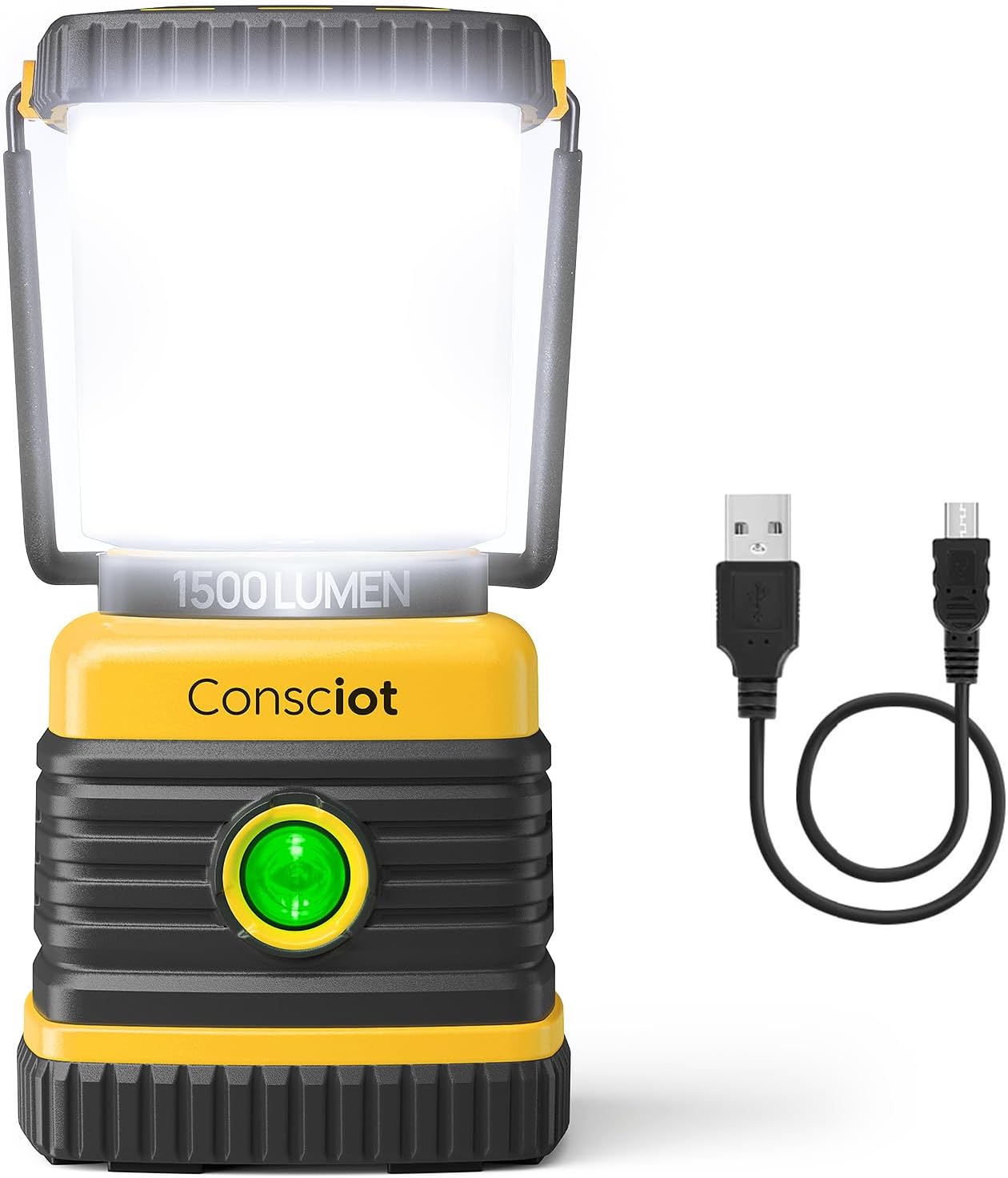 USB-C Rechargeable Camping Lantern, 1500LM, 5 Light Modes, 100H Runtime, IPX4 Waterproof