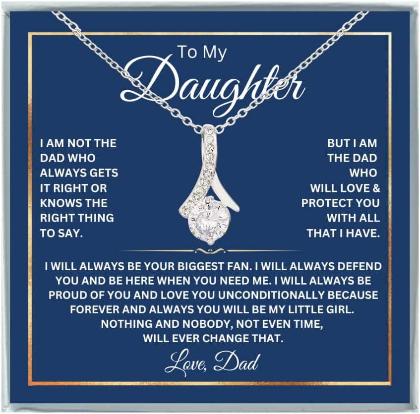 14K Gold Daughter Necklace with Heartfelt Message, Perfect Gift from Parents for Birthday or Graduation