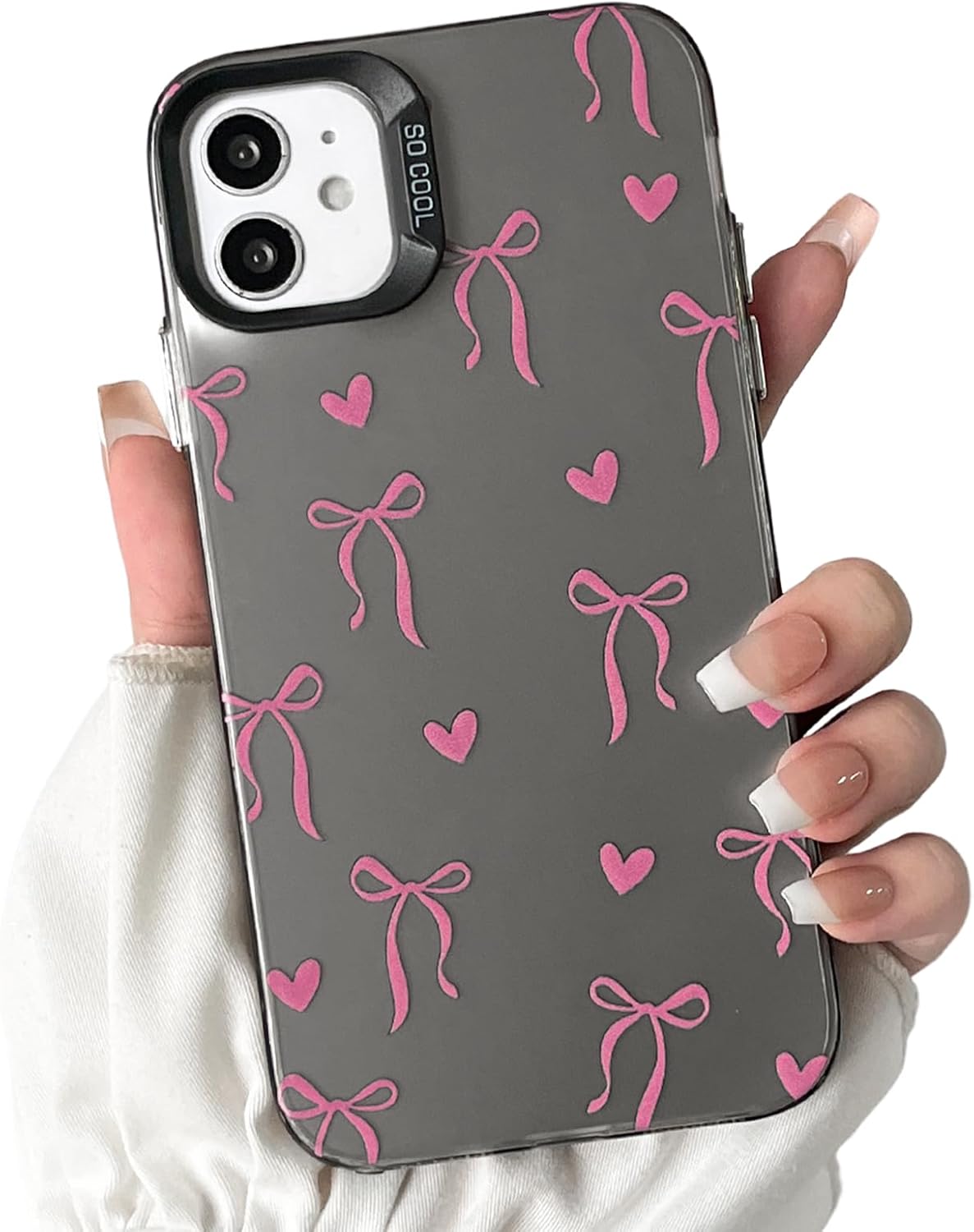 Cute Bow Heart Phone Case for iPhone 12 Pro Max - Soft TPU+PC Shockproof Protective Cover