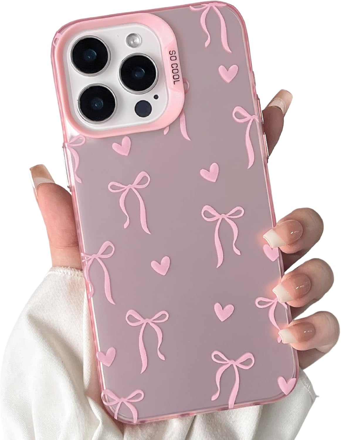 Cute Bow Heart Phone Case for iPhone 12 Pro Max - Soft TPU+PC Shockproof Protective Cover