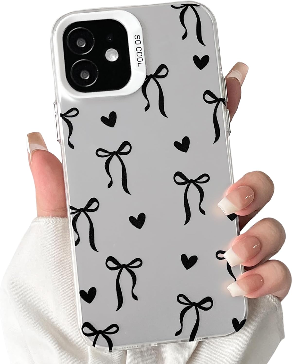 Cute Bow Heart Phone Case for iPhone 12 Pro Max - Soft TPU+PC Shockproof Protective Cover