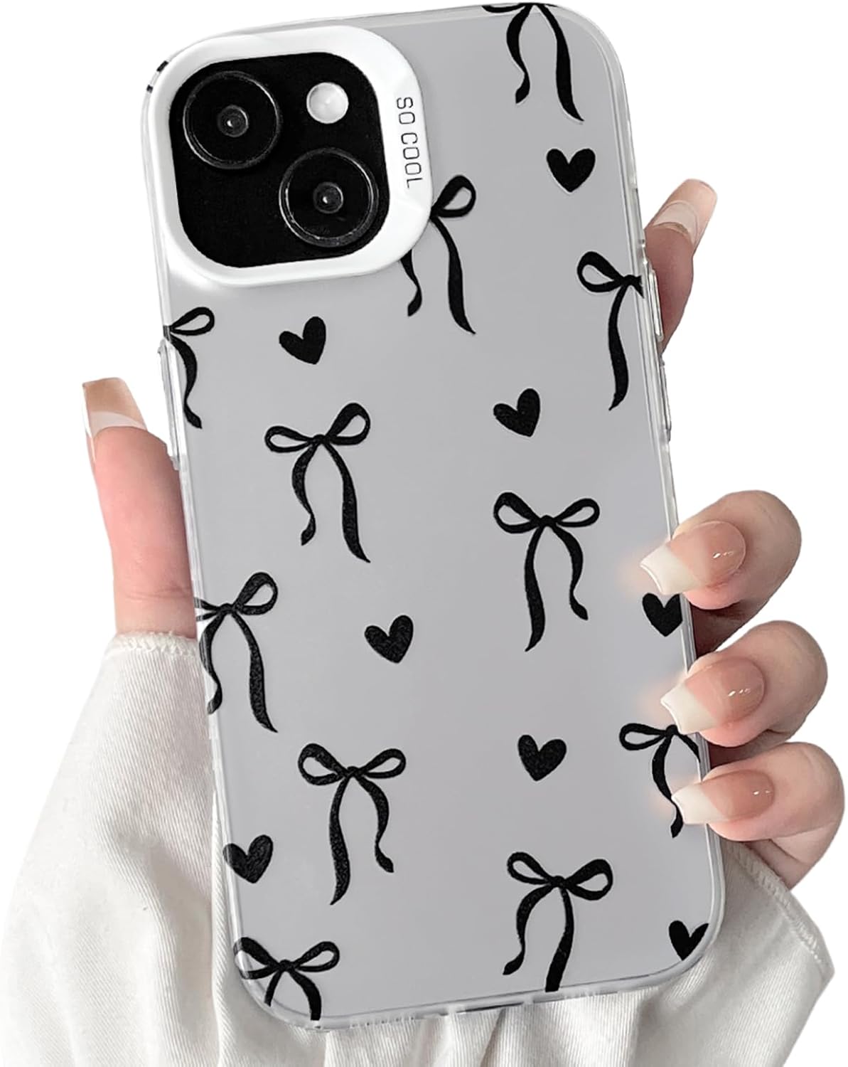 Cute Bow Heart Phone Case for iPhone 12 Pro Max - Soft TPU+PC Shockproof Protective Cover