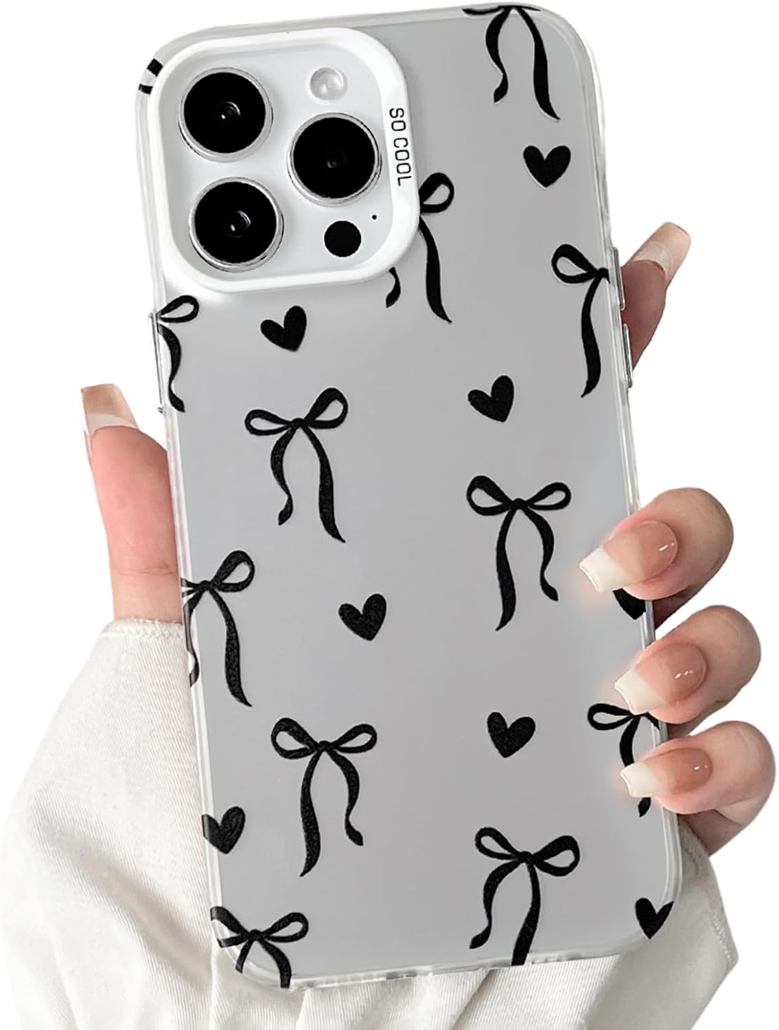 Cute Bow Heart Phone Case for iPhone 12 Pro Max - Soft TPU+PC Shockproof Protective Cover
