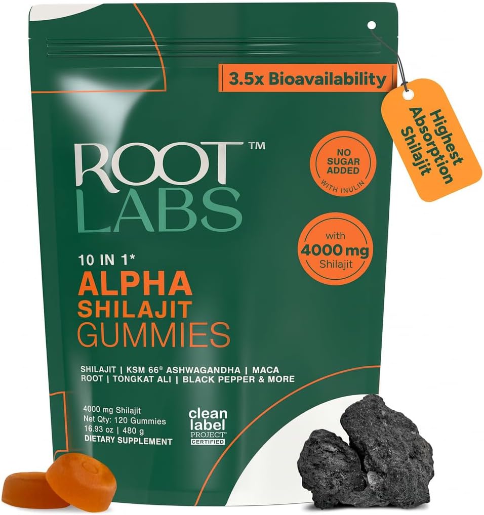 10-in-1 Himalayan Shilajit Gummies | 4000mg Pure Shilajit, Tongkat Ali, Maca | Vegan Sugar-Free
