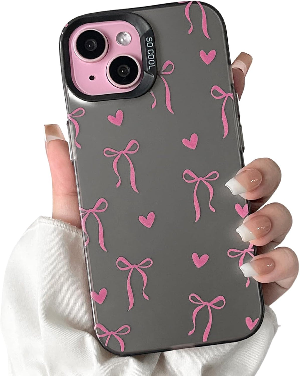 Cute Bow Heart Phone Case for iPhone 12 Pro Max - Soft TPU+PC Shockproof Protective Cover