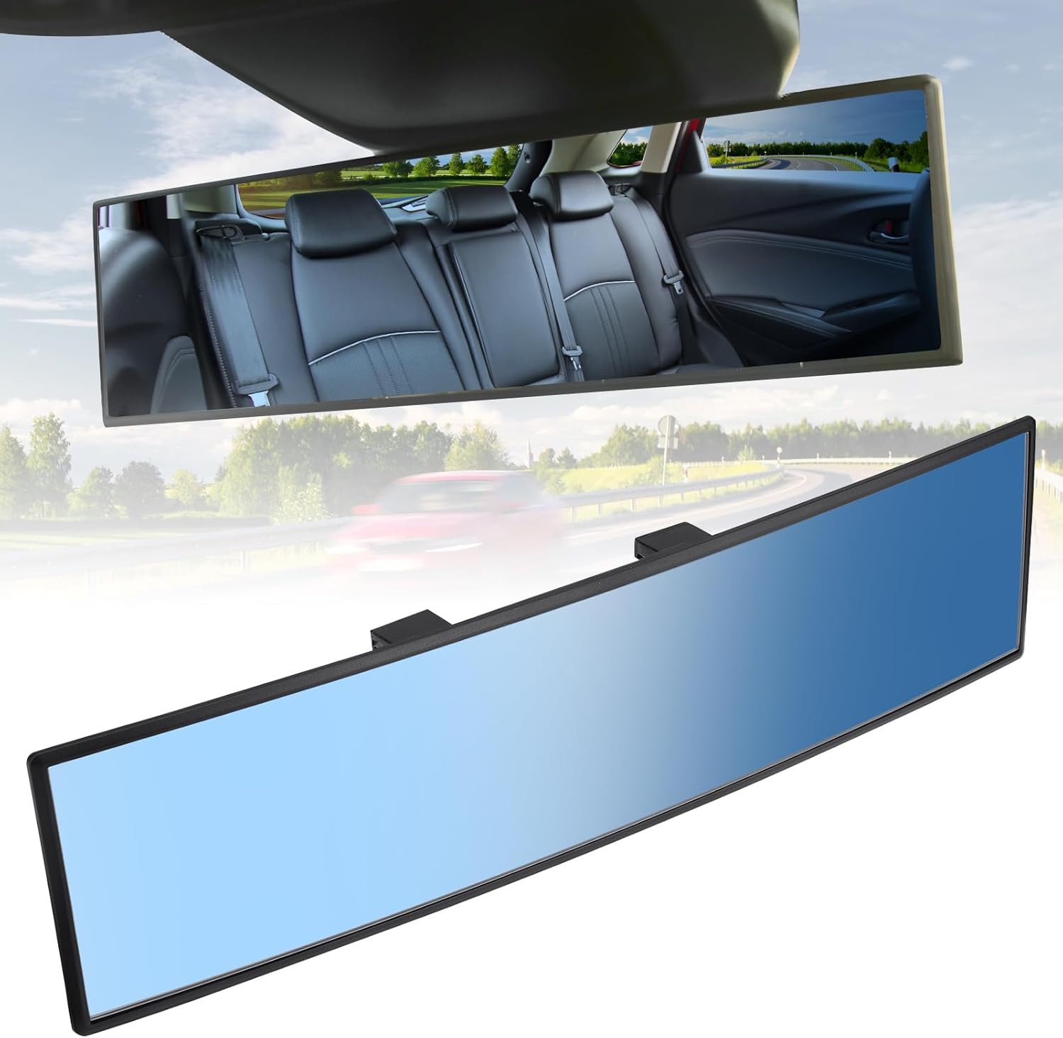 11.81 Inch Panoramic Convex Interior Clip-on Wide Angle Mirror for Car SUV Trucks