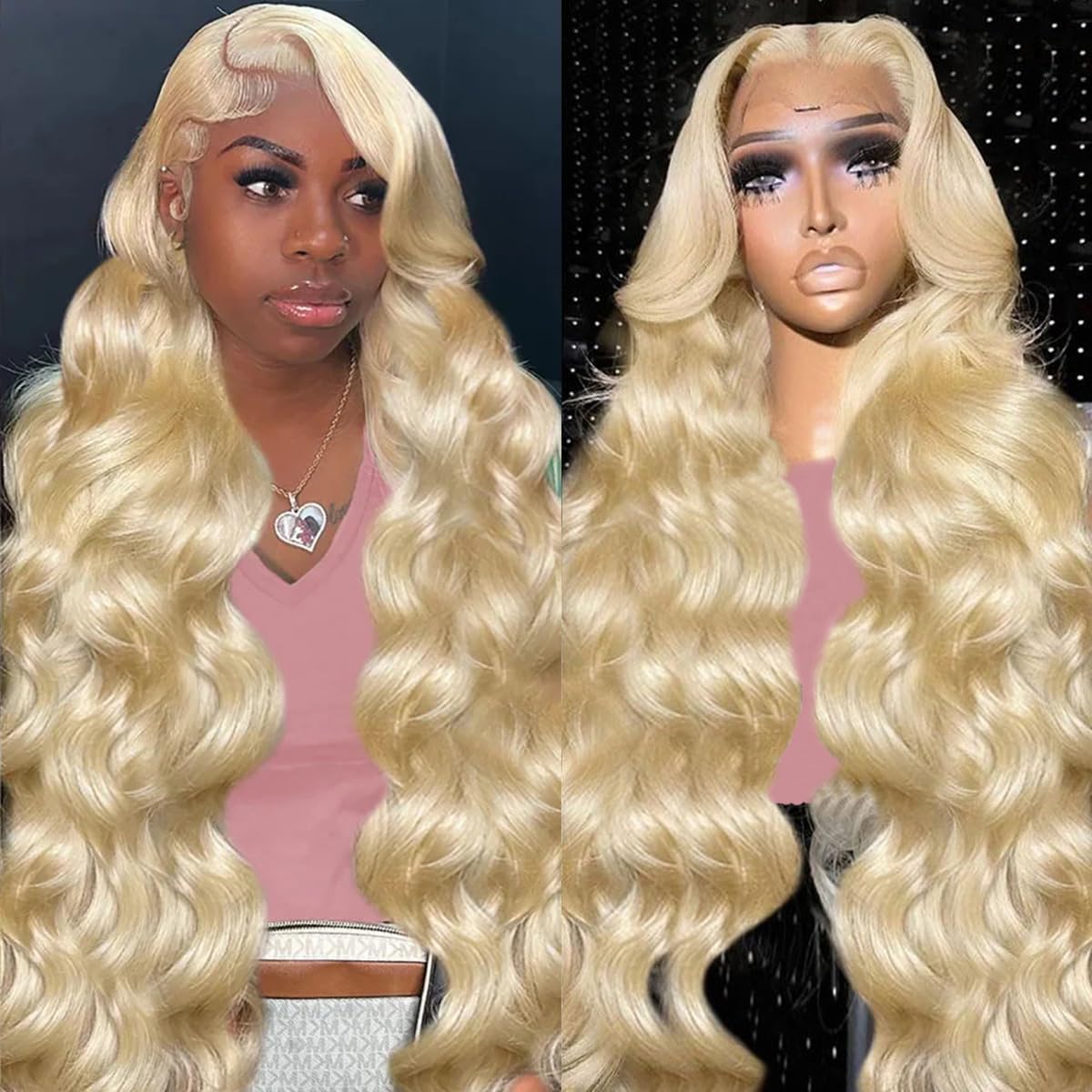 613 Blonde 28-Inch Body Wave Human Hair Wig with 13x6 HD Transparent Lace Front