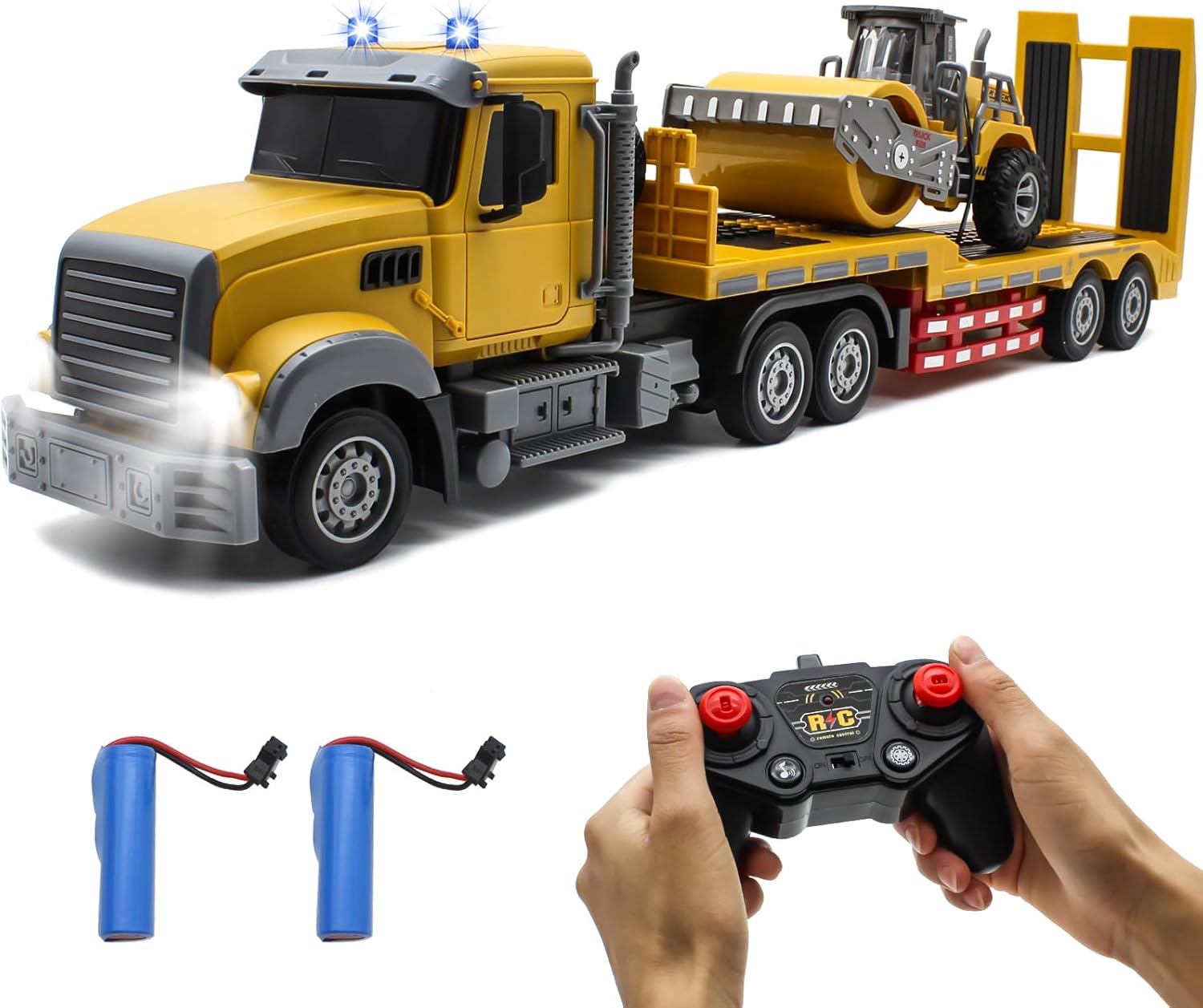 1:12 Scale RC Semi-Trailer Truck & Excavator Set with Sound, Lights, 2.4Ghz Remote Control