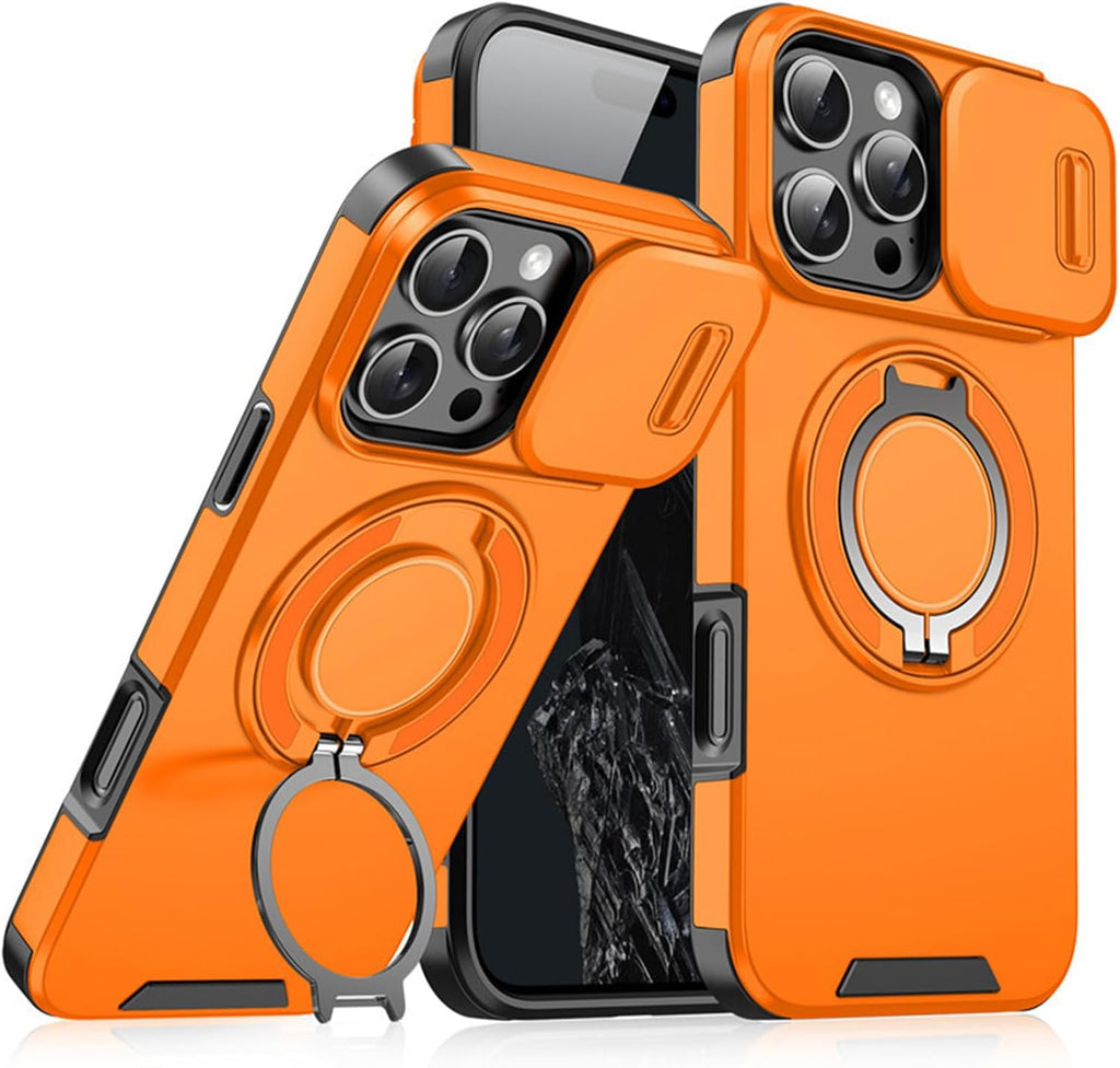Military-Grade Protective Case with Sliding Camera Cover & Rotatable Kickstand