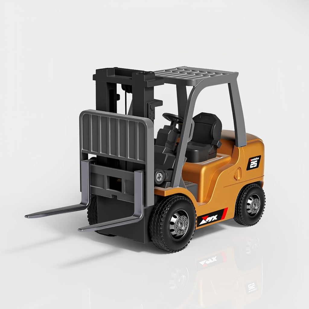 1/64 Mini RC Dump Truck with Metal Bed & Lights, 8-Channel Remote Control Construction Vehicle