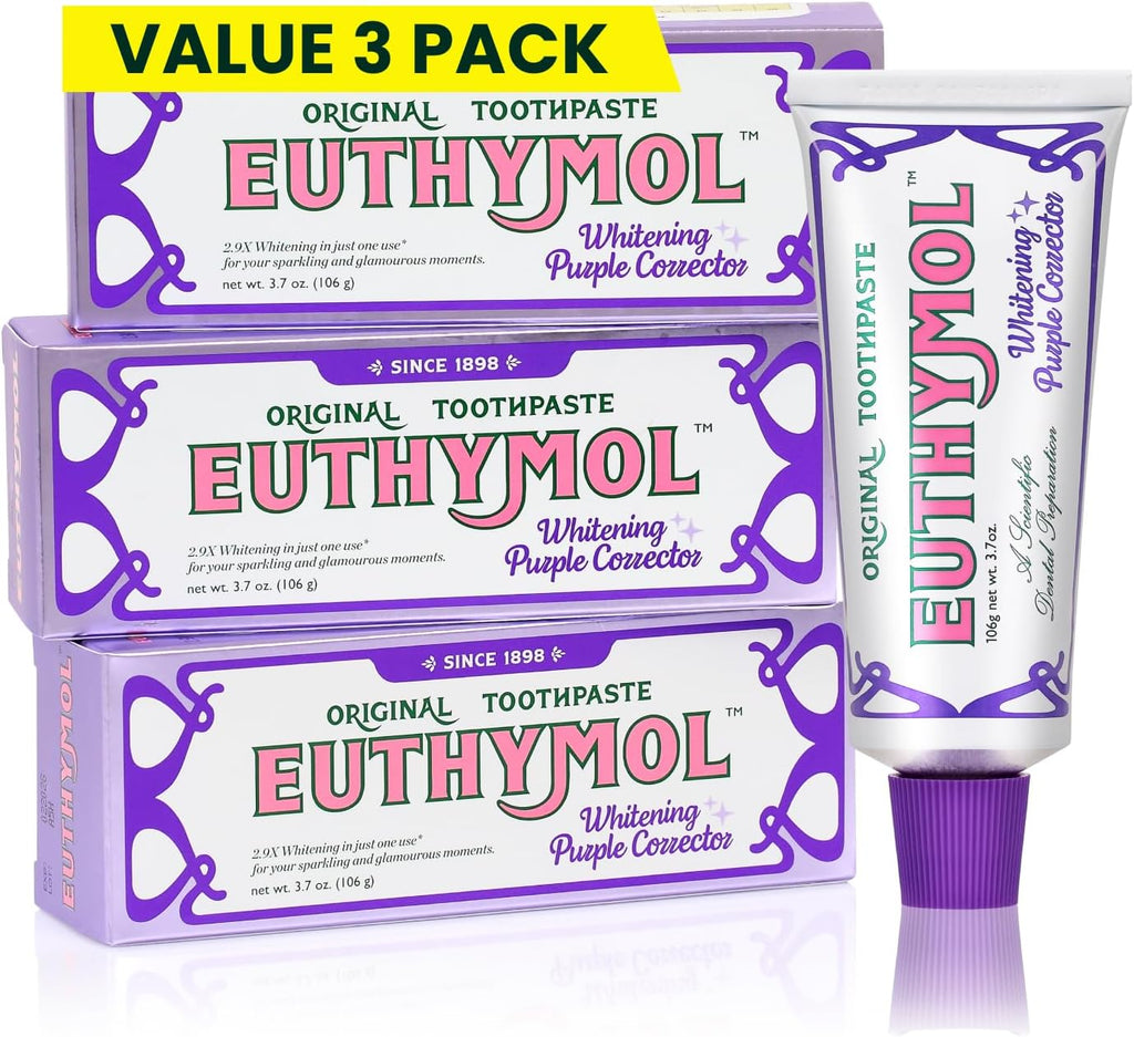 Purple Whitening Toothpaste for Yellow & Sensitive Teeth | Instant Brightening, 24H Stain Defense