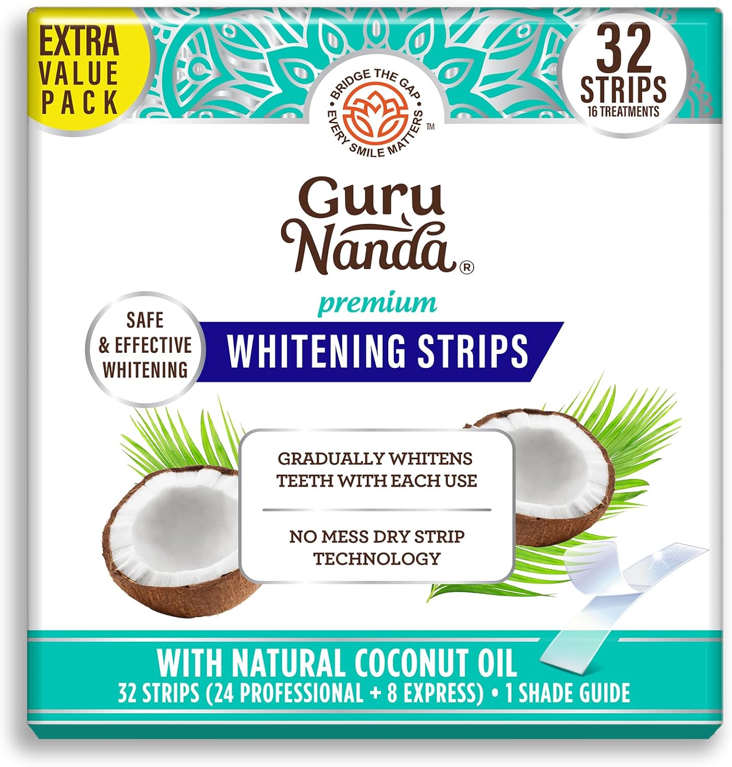 7-Day Teeth Whitening Strips with Non-Slip Dry Technology for Brighter Smile