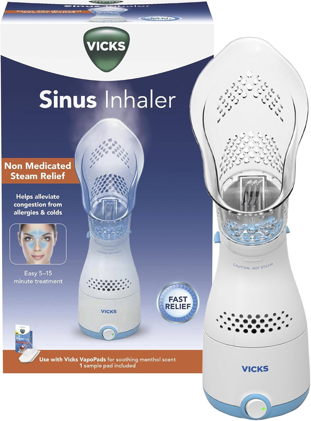 Sinus Steam Inhaler - Non-Medicated Relief for Congestion, Allergies & Colds with Adjustable Steam