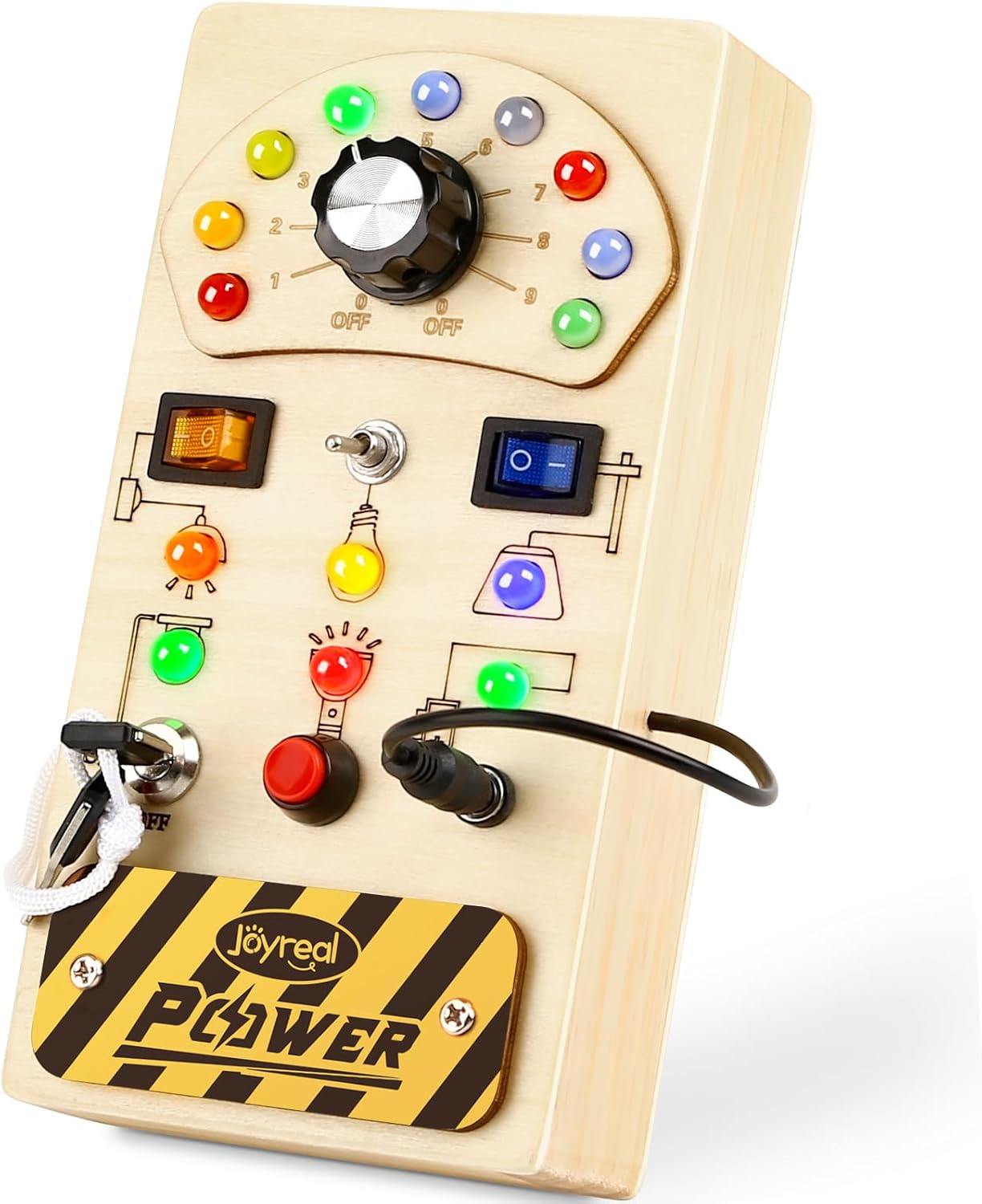 Montessori Busy Board with LED Light Up Switches, Sensory Travel Toy for Toddlers 18+ Months