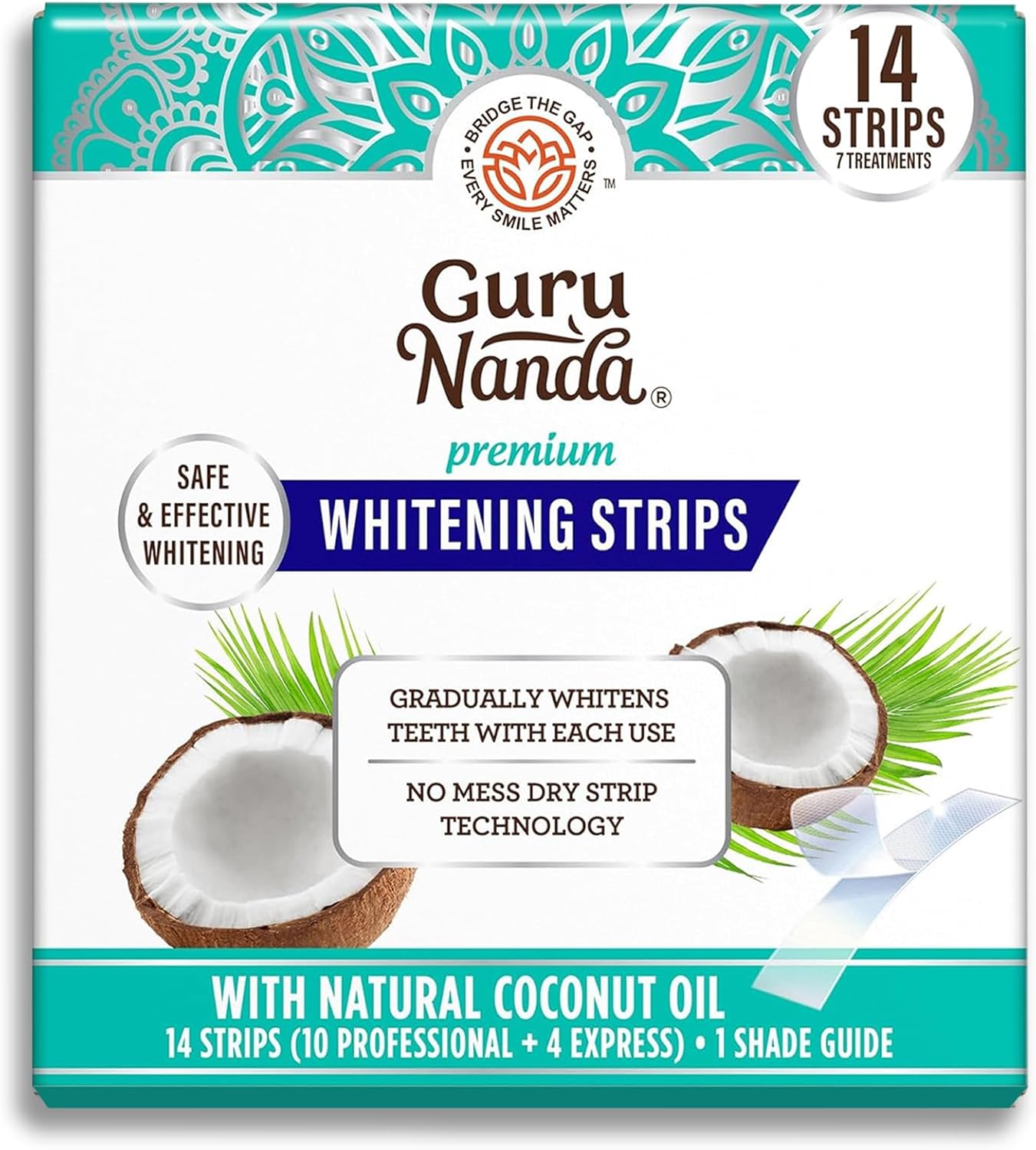 7-Day Teeth Whitening Strips with Non-Slip Dry Technology for Brighter Smile
