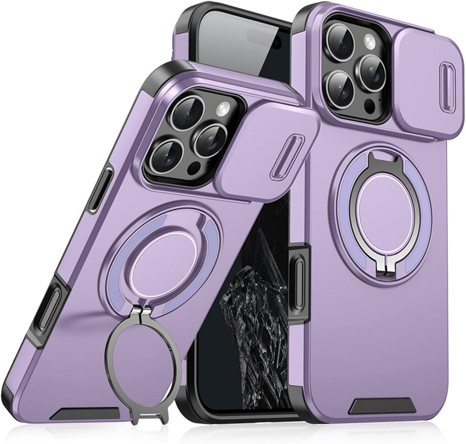 Military-Grade Protective Case with Sliding Camera Cover & Rotatable Kickstand