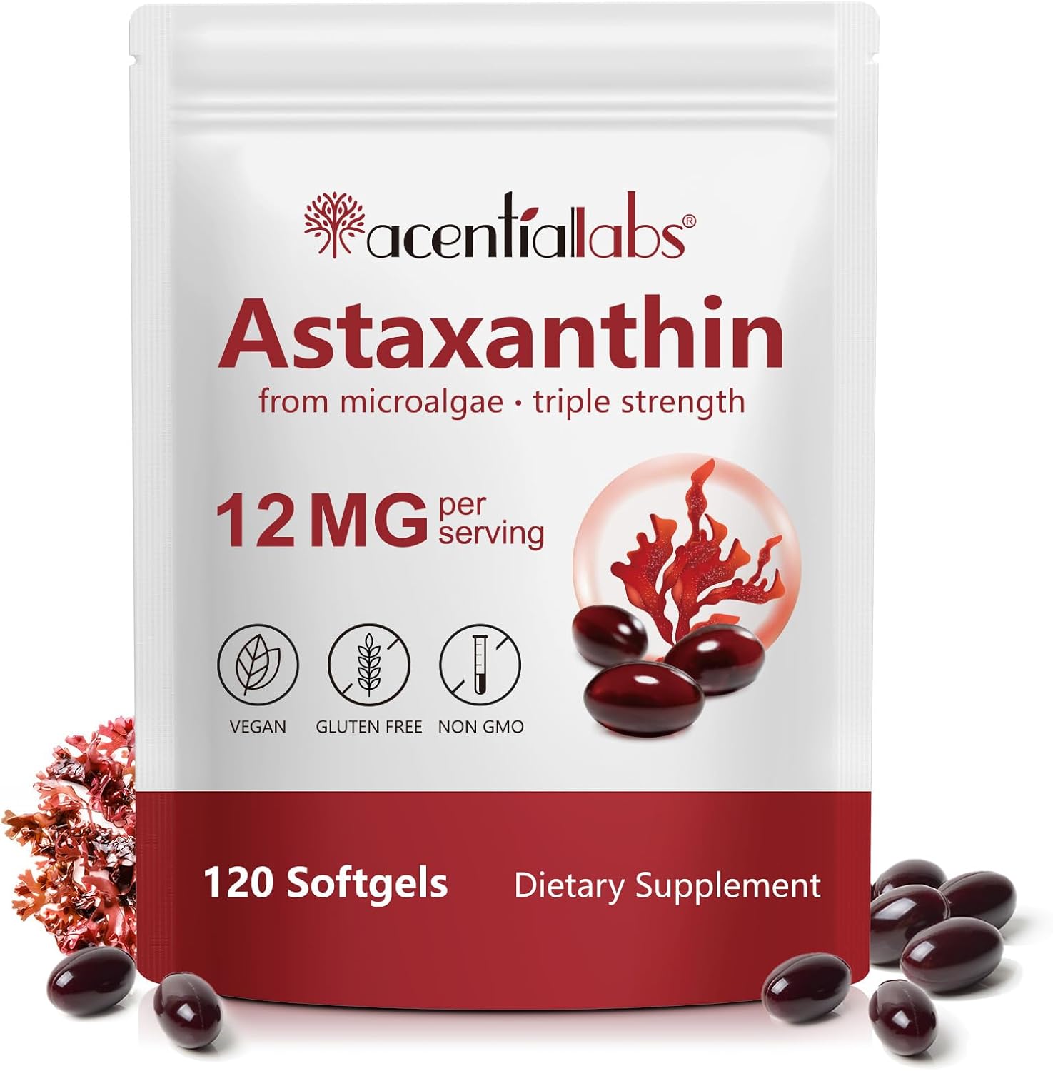 12mg Astaxanthin Softgels - Natural Antioxidant for Eye, Joint & Skin Health | 4 Month Supply