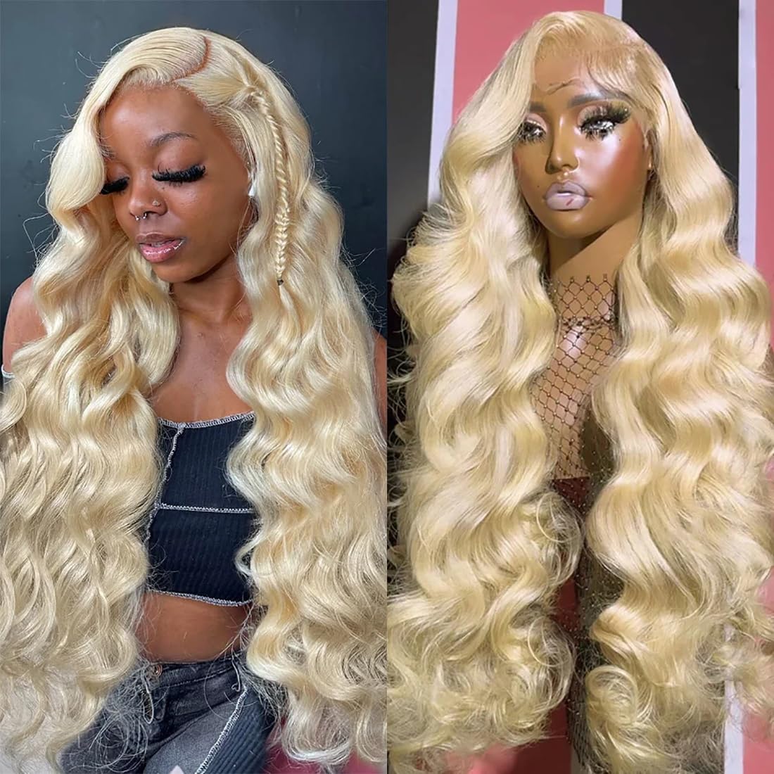 613 Blonde 28-Inch Body Wave Human Hair Wig with 13x6 HD Transparent Lace Front