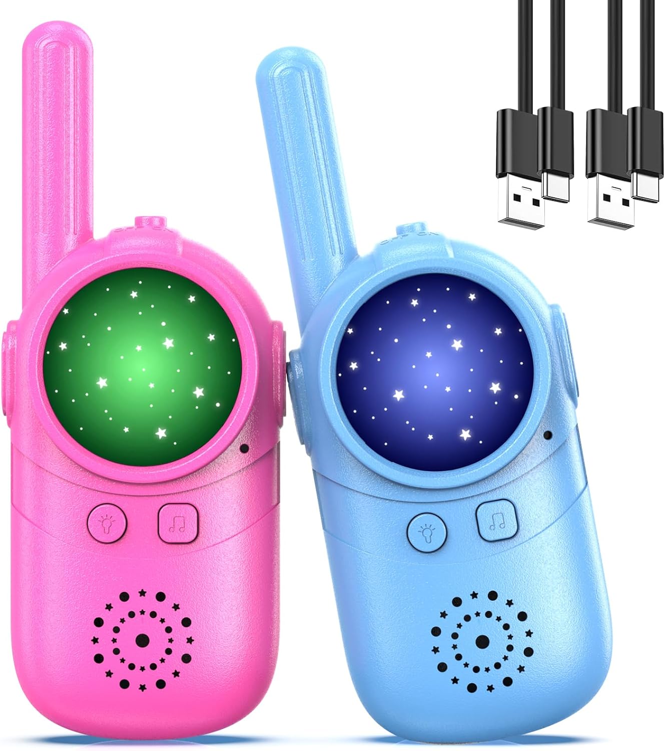 Rechargeable Kids Walkie Talkies 2-Pack, Long Range 2-Way Radios with 22 Channels