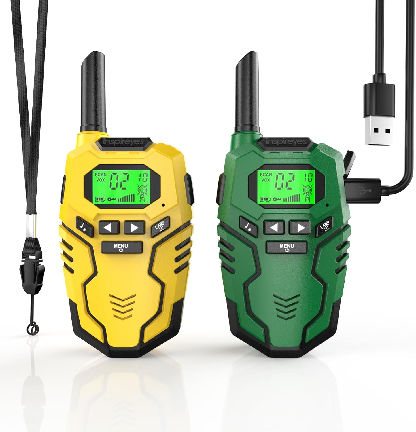Rechargeable Kids Walkie Talkies 2-Pack, Long Range 2-Way Radios with 22 Channels