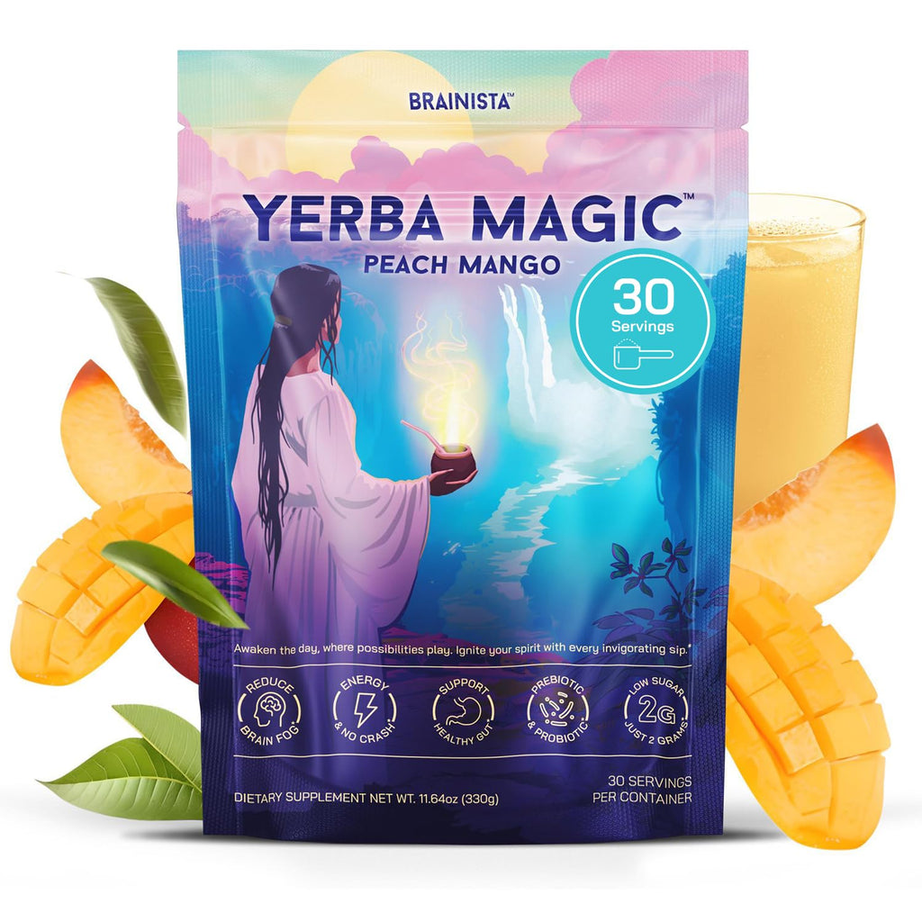 Yerba Mate Instant Powder with Nootropics, Prebiotics & Probiotics – Clean Energy & Mental Clarity, Pina Colada, 30 Servings