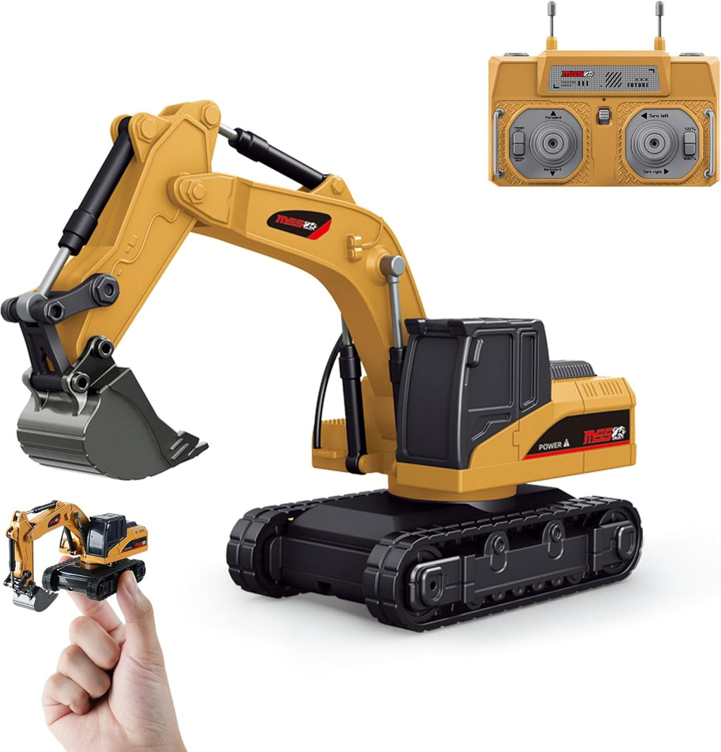 1/64 Mini RC Dump Truck with Metal Bed & Lights, 8-Channel Remote Control Construction Vehicle