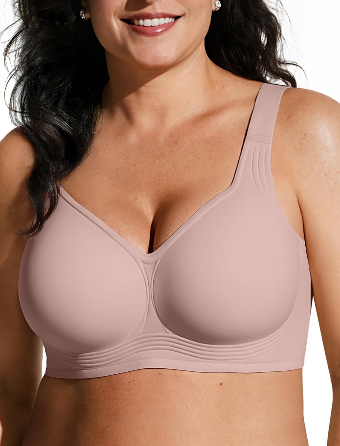 Plus Size Wireless Jelly Bra - Full Coverage Seamless T-Shirt Bra with Push Up Support