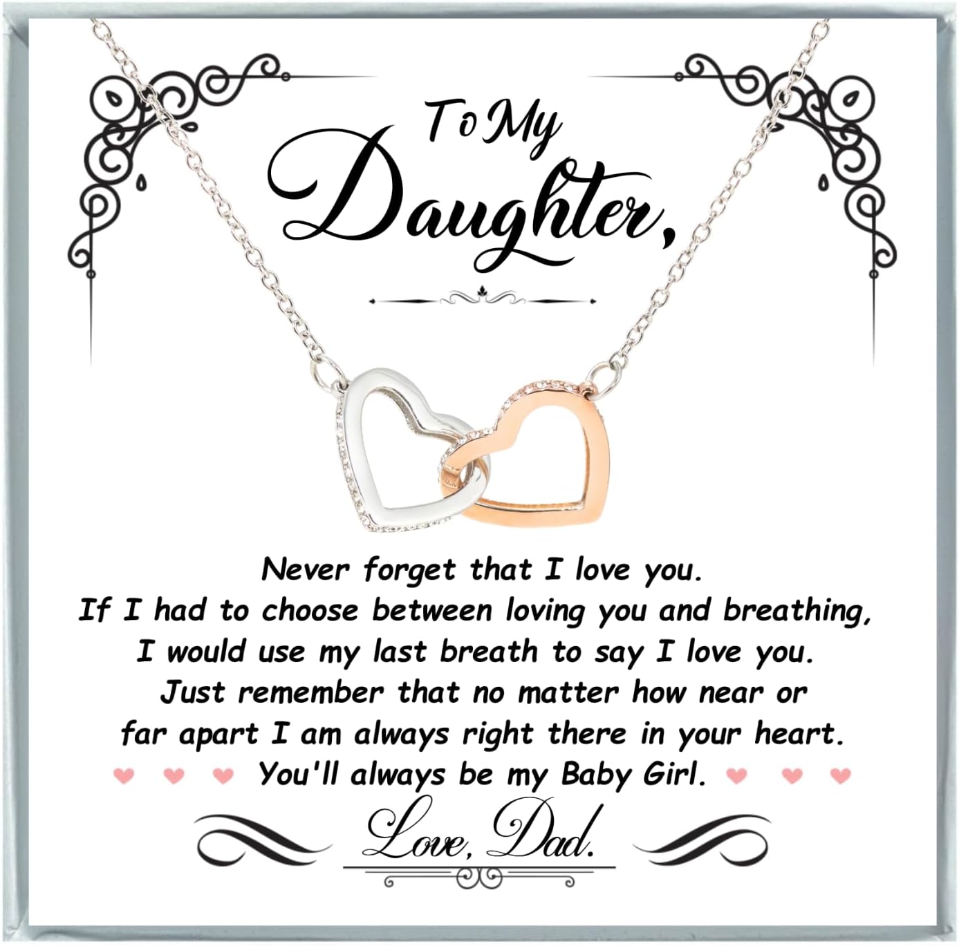 14K Gold Daughter Necklace with Heartfelt Message, Perfect Gift from Parents for Birthday or Graduation