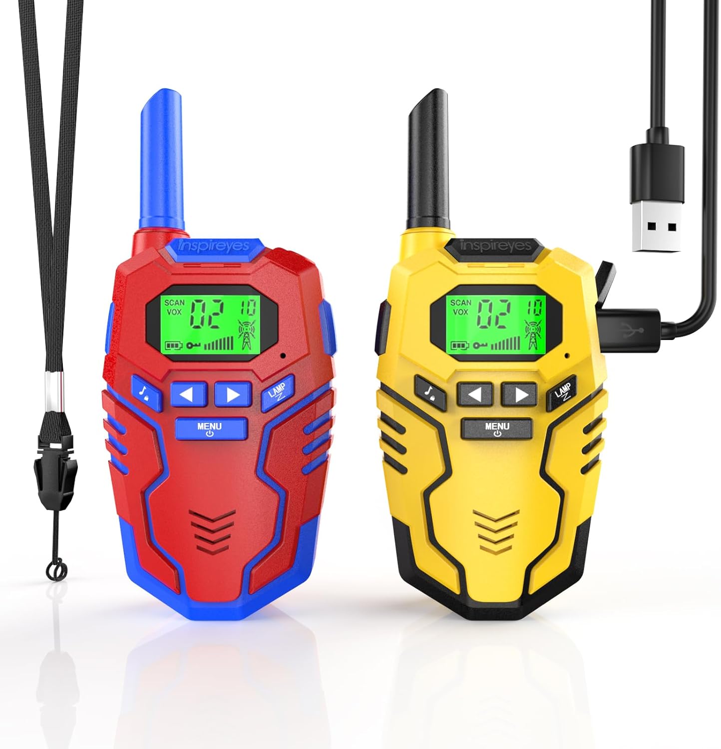 Rechargeable Kids Walkie Talkies 2-Pack, Long Range 2-Way Radios with 22 Channels