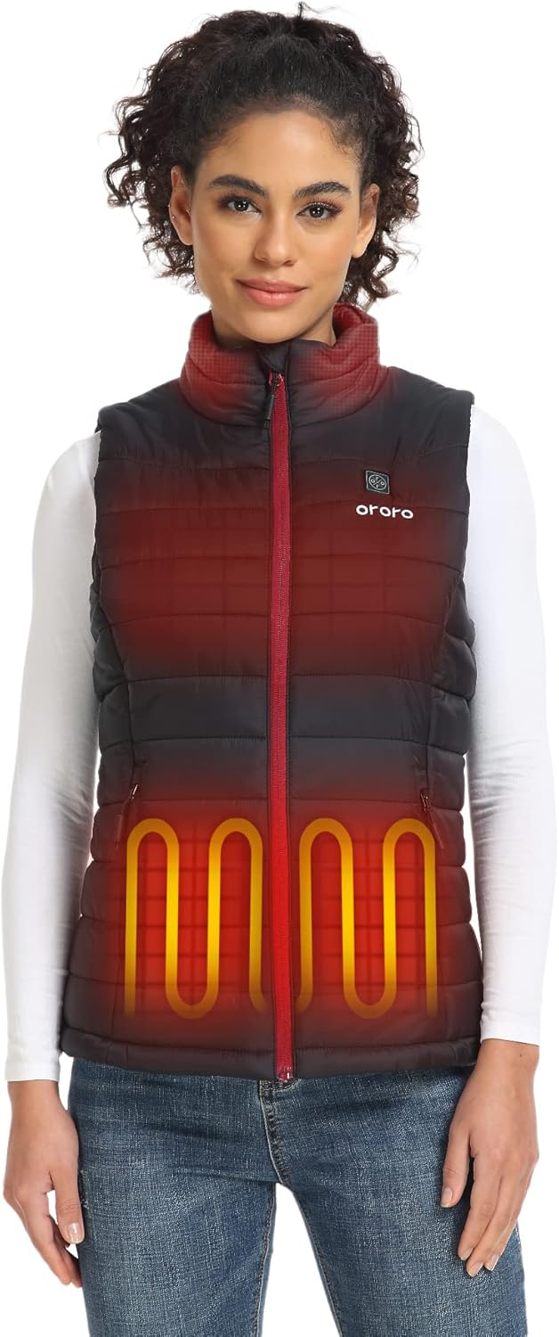 Women's Lightweight Heated Vest with USB-C Battery, Puffer Style