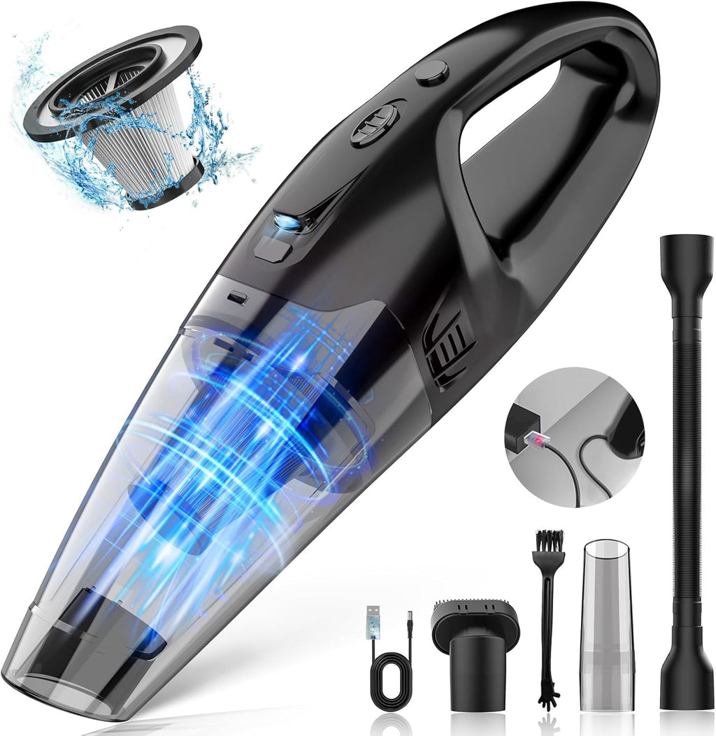 Cordless Handheld Vacuum with LED Light, USB Charging, 1.65Lbs Lightweight for Car/Home/Pet