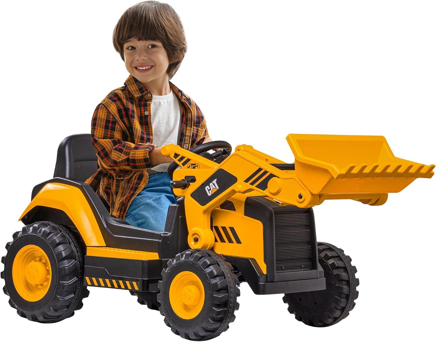 12V Ride-On Excavator Toy with Realistic Sounds, 2.5-5 mph, for Kids 3-6 Years